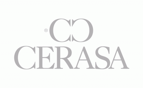 Cerasa Logo graue Schrift oberhalb sich anschauende C's